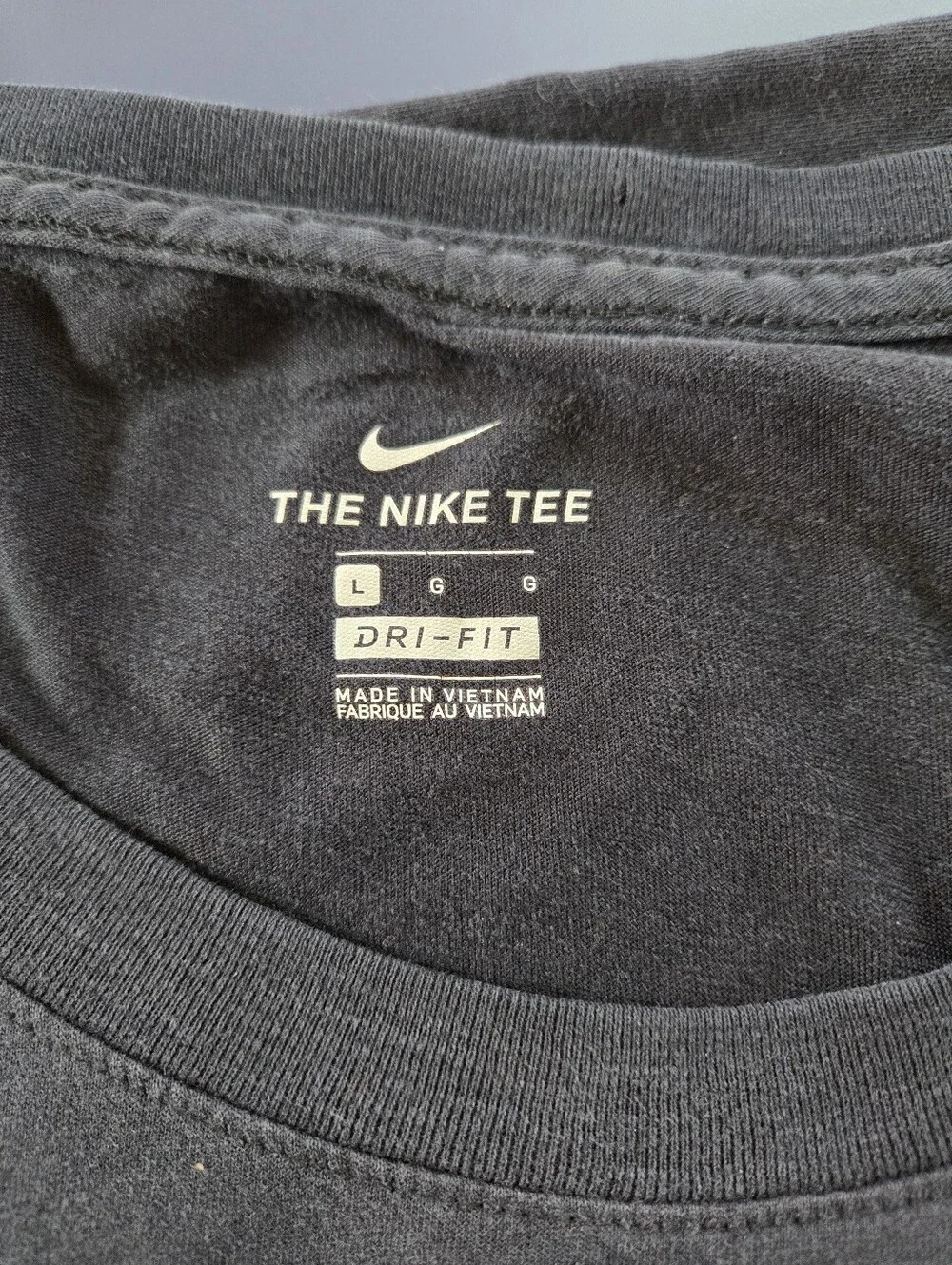 Nike Women's Large Dark Grey Tee with White Script Logo